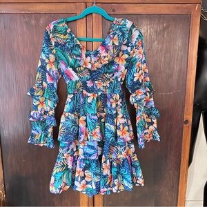 Floral Multicolor tiered, ruffled mini Dress